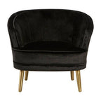 Black Velvet Round Chair with Gold Finish Legs