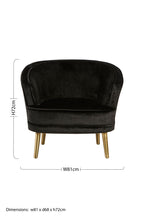 Black Velvet Round Chair with Gold Finish Legs