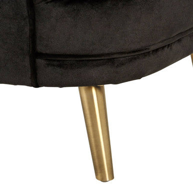Black Velvet Round Chair with Gold Finish Legs