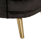 Black Velvet Round Chair with Gold Finish Legs
