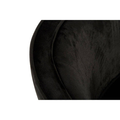 Black Velvet Round Chair with Gold Finish Legs