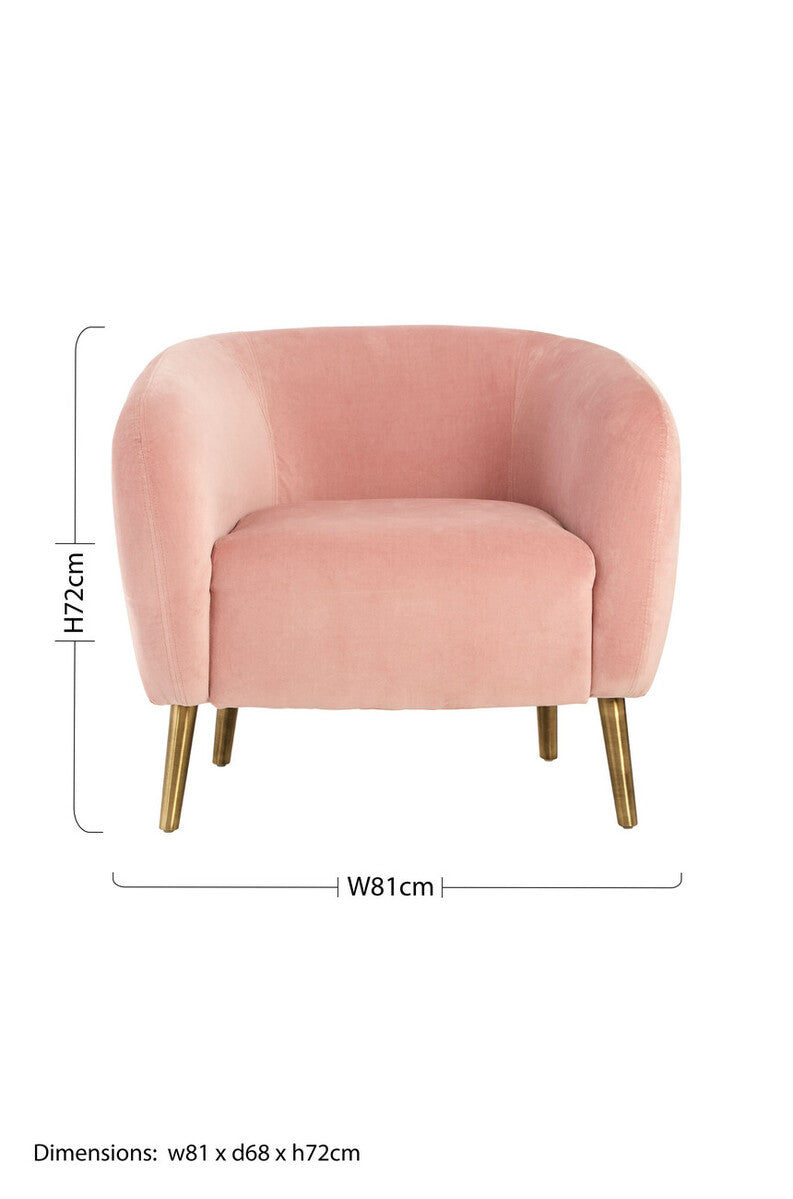 Pink Velvet Round Armchair