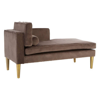 Grey Velvet Left Hand Chaise Longue