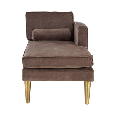Grey Velvet Left Hand Chaise Longue