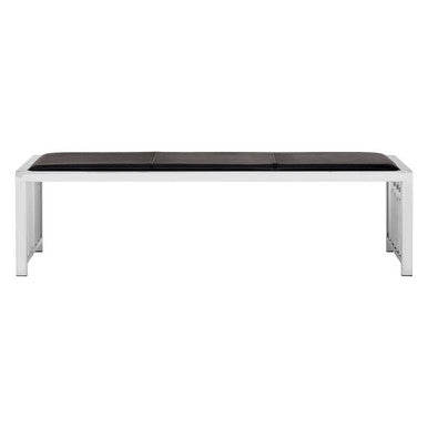 Black Leather Bench with Stainless Steel Frame