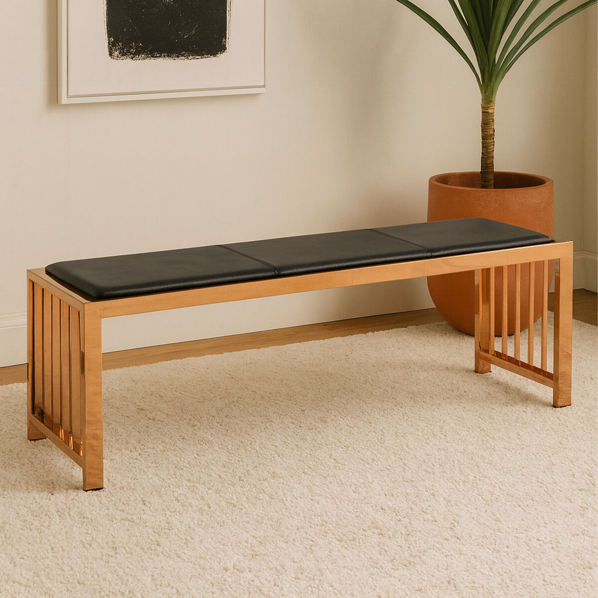 Black Leather Bench
