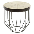 Grey Hair on Leather Round Side Table