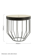 Grey Hair on Leather Round Side Table
