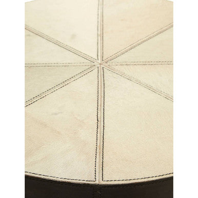 Grey Hair on Leather Round Side Table
