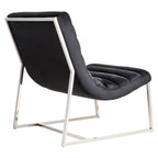 Midnight Blue Velvet Lounge Chair with Silver Finish Frame
