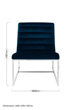 Midnight Blue Velvet Lounge Chair with Silver Finish Frame