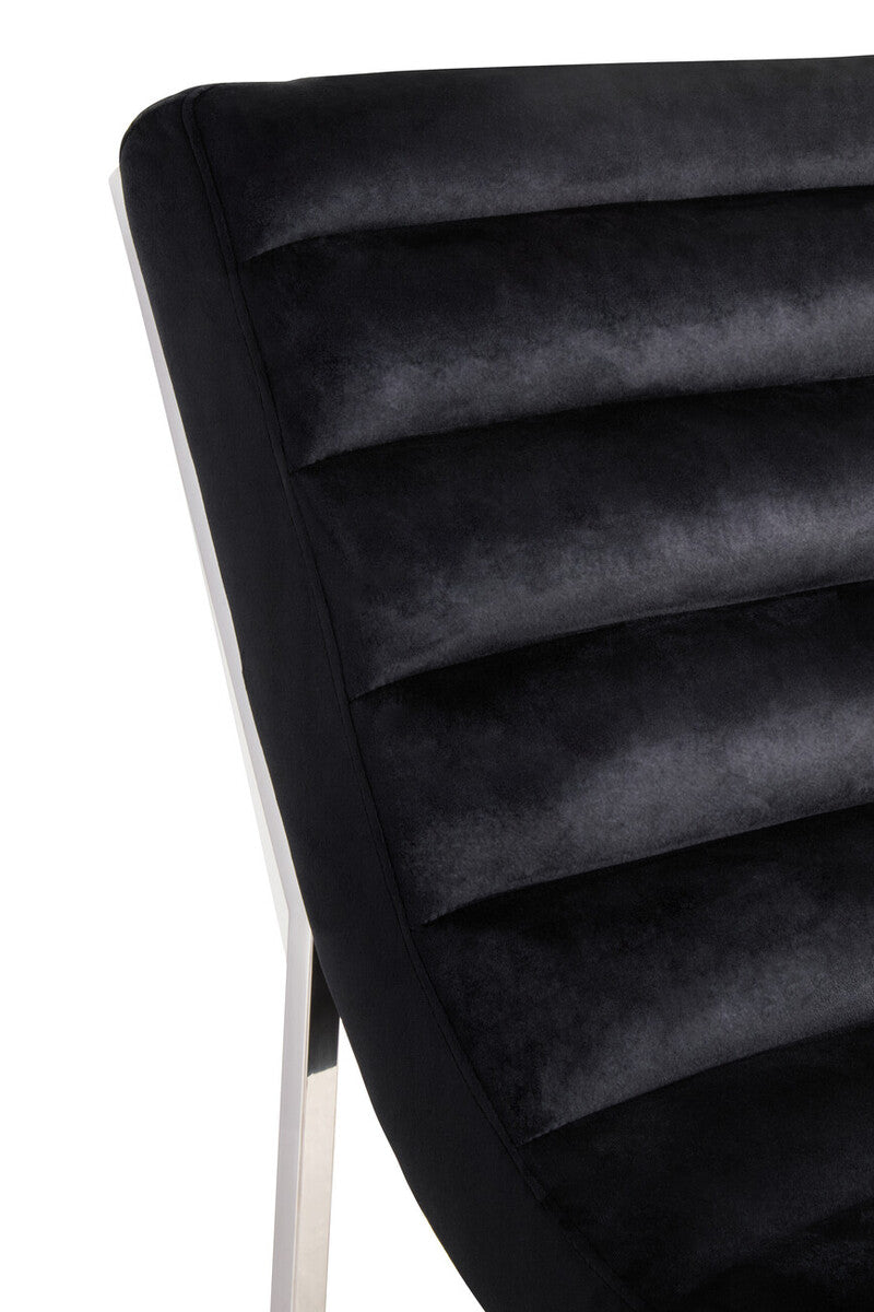 Midnight Blue Velvet Lounge Chair with Silver Finish Frame
