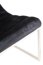 Midnight Blue Velvet Lounge Chair with Silver Finish Frame