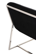Midnight Blue Velvet Lounge Chair with Silver Finish Frame