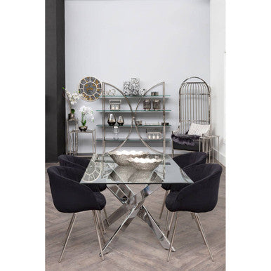 Black and Silver Velvet Chair