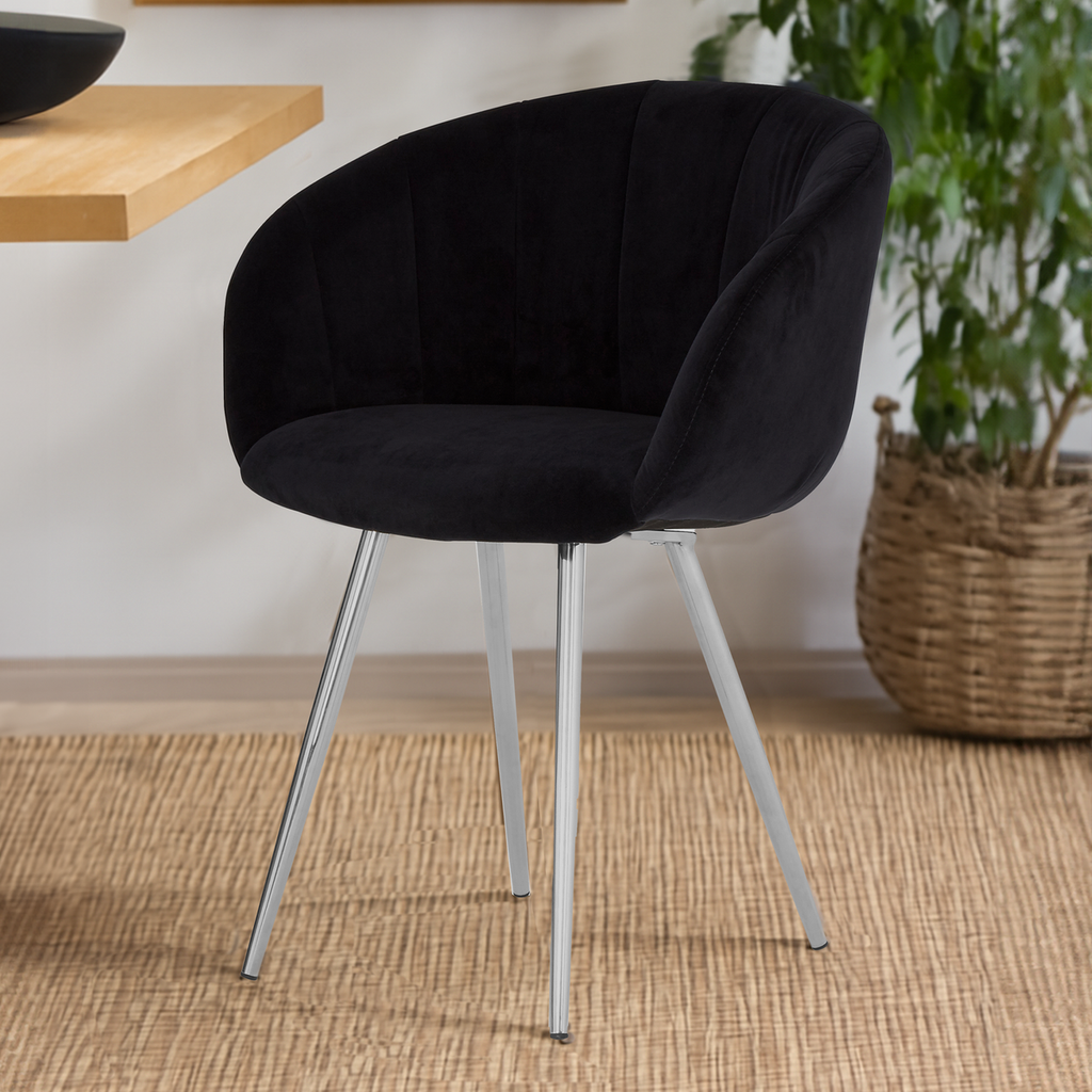 Black and Silver Velvet Chair