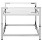Clear Glass and Silver Finish 2 Tier Side Table