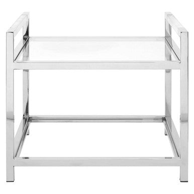 Clear Glass and Silver Finish 2 Tier Side Table