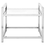 Clear Glass and Silver Finish 2 Tier Side Table