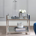 Clear Glass and Silver Finish 2 Tier Side Table
