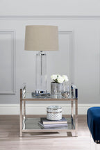 Clear Glass and Silver Finish 2 Tier Side Table
