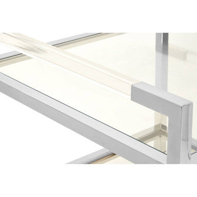 Clear Glass and Silver Finish 2 Tier Side Table
