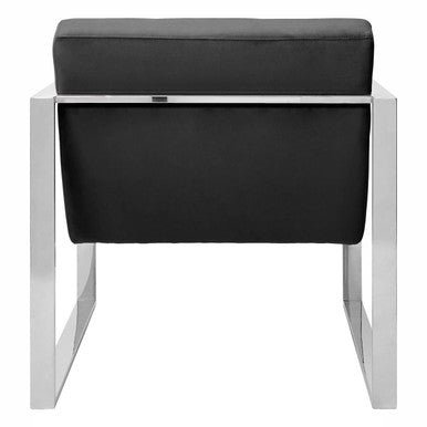 Black Velvet Lounge Chair with Silver Finish Frame
