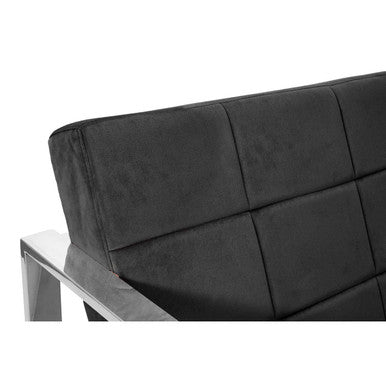 Black Velvet Lounge Chair with Silver Finish Frame