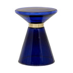 Martini Blue Glass Side Table with Gold Finish Ring