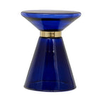 Martini Blue Glass Side Table with Gold Finish Ring