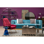 Martini Blue Glass Side Table with Gold Finish Ring