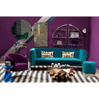 Martini Blue Glass Side Table with Gold Finish Ring