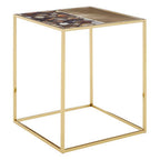 Agate and Gold Finish Square Side Table