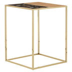 Agate and Gold Finish Square Side Table