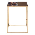 Agate and Gold Finish Square Side Table