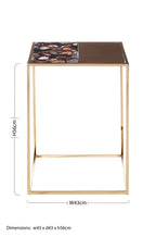 Agate and Gold Finish Square Side Table