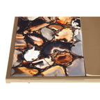Agate and Gold Finish Square Side Table