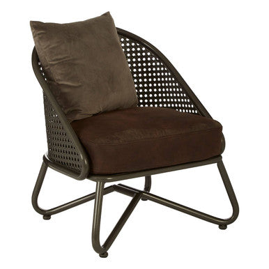 Brown Leather Effect Chair with Metal Frame