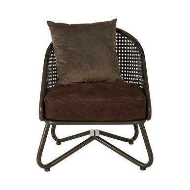 Brown Leather Effect Chair with Metal Frame