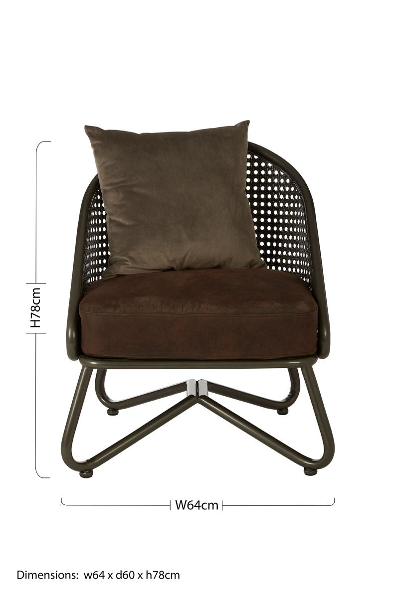 Brown Leather Effect Chair with Metal Frame