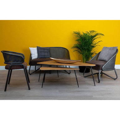 Brown Leather Effect Chair with Metal Frame