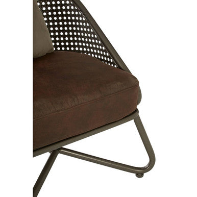 Brown Leather Effect Chair with Metal Frame