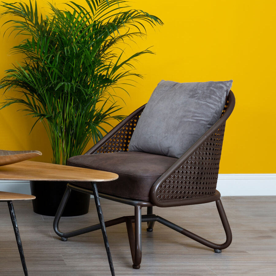 Brown Leather Effect Chair with Metal Frame