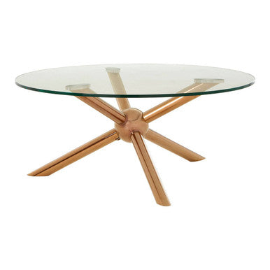 Clear Glass and Rose Gold Finish Coffee Table