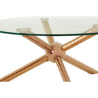 Clear Glass and Rose Gold Finish Coffee Table