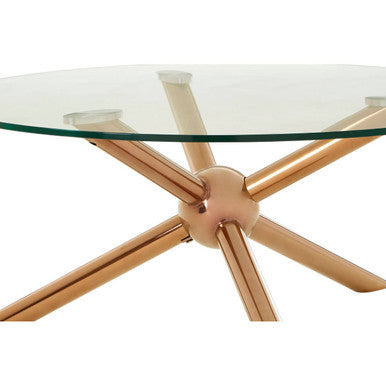 Clear Glass and Rose Gold Finish Coffee Table