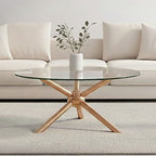 Clear Glass and Rose Gold Finish Coffee Table