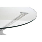 Round Clear Glass and Silver Finish Coffee Table with Sphere Base
