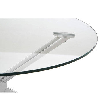 Round Clear Glass and Silver Finish Coffee Table with Sphere Base