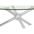 Round Clear Glass and Silver Finish Coffee Table with Sphere Base